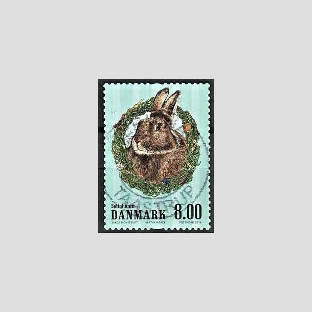 FRIMRKER DANMARK | 2016 - AFA 1851 - Grdens dyr - 8,00 Kr. kanin - Pragt Stemplet