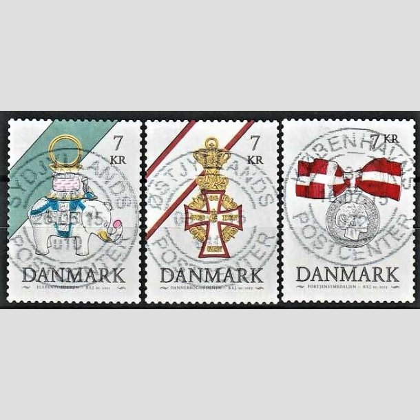 FRIMRKER DANMARK | 2015 - AFA 1812-14 - Danske ordener - 7,00 Kr. flerfarvet i st - Pragt Stemplet