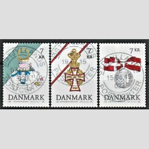 FRIM�RKER DANMARK | 2015 - AFA 1812-14 - Danske ordener - 7,00 Kr. flerfarvet i s�t - Pragt Stemplet