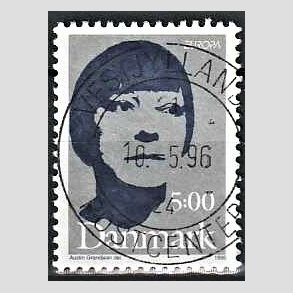 FRIM�RKER DANMARK | 1996 - AFA 1117 - Ber�mte kvinder - 5,00 kr. gr�/m�rkbl� - Pragt Stemplet