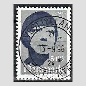 FRIM�RKER DANMARK | 1996 - AFA 1117 - Ber�mte kvinder - 5,00 kr. gr�/m�rkbl� - Pragt Stemplet