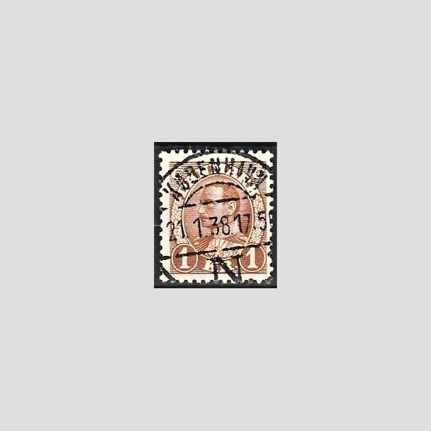FRIMRKER DANMARK | 1934 - AFA 211 - Chr. X 1 Kr. brun - Pragt Stemplet Kbenhavn