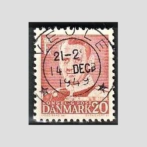 FRIMRKER DANMARK | 1948-50 - AFA 307 - Fr. IX 20 re rd - Pragt Stemplet Vejle