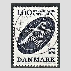 FRIM�RKER DANMARK | 1979 - AFA 674 - K�benhavns Universitet 500 �r - 1,60 Kr. bl� - Lux Stemplet Saksk�bing