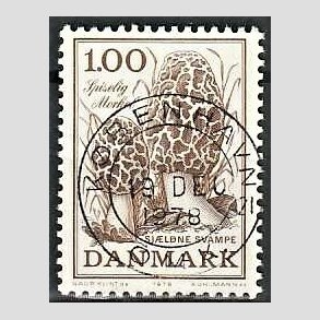 FRIM�RKER DANMARK | 1978 - AFA 669 - Sj�ldne svampe - 1,00 Kr. brun - Pragt Stemplet K�benhavn