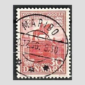 FRIM�RKER DANMARK | 1953-56 - AFA 354 - Kongeriget 1000 �r - 30 �re r�d - Pragt Stemplet Maribo