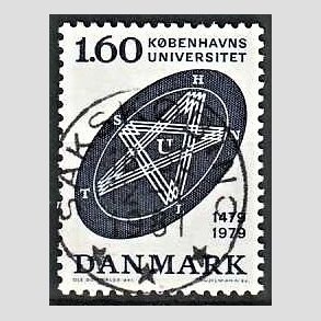 FRIM�RKER DANMARK | 1979 - AFA 674 - K�benhavns Universitet 500 �r - 1,60 Kr. bl� - Lux Stemplet Saksk�bing