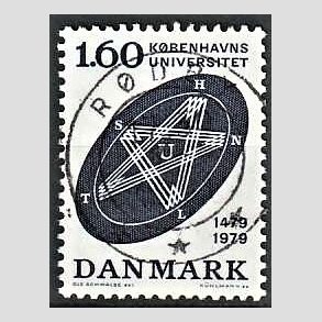 FRIM�RKER DANMARK | 1979 - AFA 674 - K�benhavns Universitet 500 �r - 1,60 Kr. bl� - Lux Stemplet R�dby