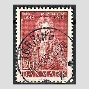 FRIM�RKER DANMARK | 1944 - AFA 288 - Astronom Ole R�mer - 20 �re r�d - Pragt Stemplet T�rring
