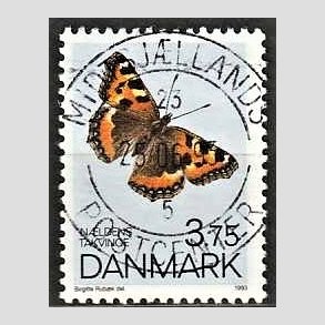 FRIM�RKER DANMARK | 1993 - AFA 1037 - Sommerfugle - 3,75 Kr. flerfarvet - Pragt Stemplet
