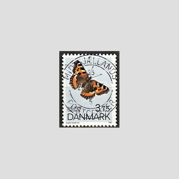 FRIMRKER DANMARK | 1993 - AFA 1037 - Sommerfugle - 3,75 Kr. flerfarvet - Pragt Stemplet