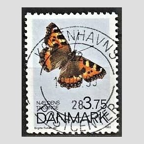 FRIM�RKER DANMARK | 1993 - AFA 1037 - Sommerfugle - 3,75 Kr. flerfarvet - Pragt Stemplet