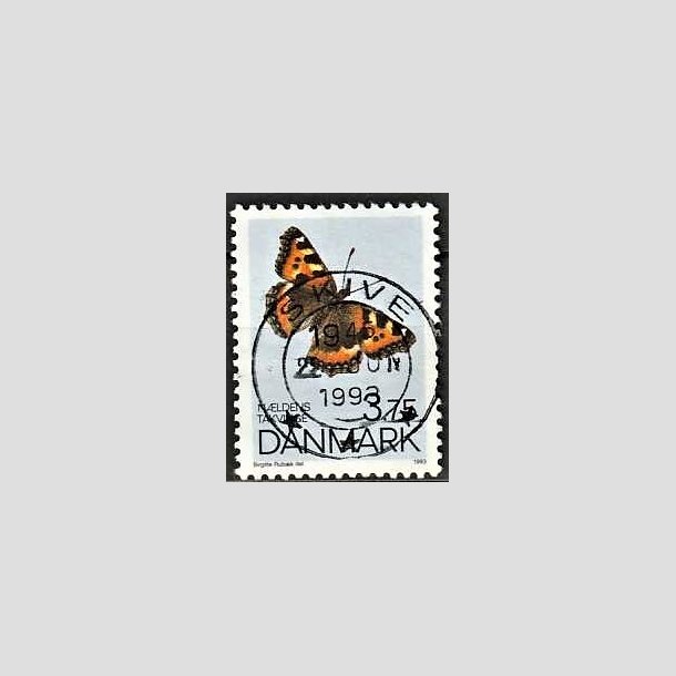 FRIMRKER DANMARK | 1993 - AFA 1037 - Sommerfugle - 3,75 Kr. flerfarvet - Pragt Stemplet Skive