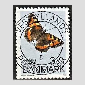 FRIM�RKER DANMARK | 1993 - AFA 1037 - Sommerfugle - 3,75 Kr. flerfarvet - Pragt Stemplet