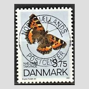 FRIM�RKER DANMARK | 1993 - AFA 1037 - Sommerfugle - 3,75 Kr. flerfarvet - Pragt Stemplet