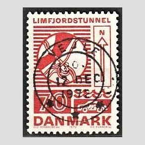 FRIM�RKER DANMARK | 1972 - AFA 536 - Trafiktekniske anl�g - 70 �re r�d - Pragt Stemplet Vejle