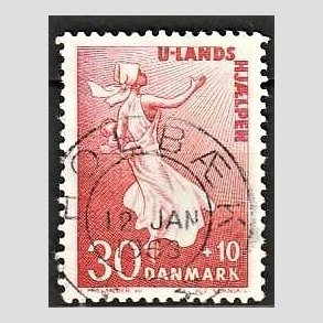 FRIMRKER DANMARK | 1962 - AFA 408 - Bistand - 30 + 10 re karamin - Pragt Stemplet Holbk