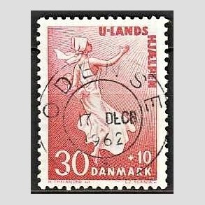 FRIMRKER DANMARK | 1962 - AFA 408 - Bistand - 30 + 10 re karamin - Pragt Stemplet Odense
