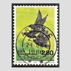 FRIM�RKER DANMARK | 1986 - AFA 865 - Danske fugle - 2,80 Kr. flerfarvet - Pragt Stemplet
