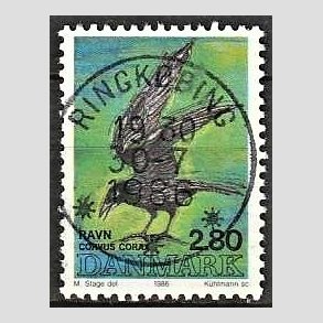 FRIM�RKER DANMARK | 1986 - AFA 864 - Danske fugle - 2,80 Kr. flerfarvet - Pragt Stemplet Ringk�bing