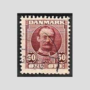 FRIM�RKER DANMARK | 1907 - AFA 58 - Frederik VIII 50 �re r�dlilla - Stemplet