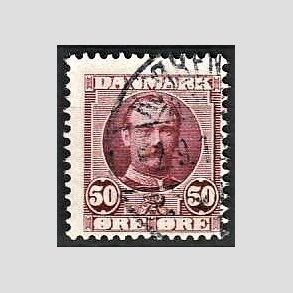 FRIM�RKER DANMARK | 1907 - AFA 58 - Frederik VIII 50 �re r�dlilla - Stemplet