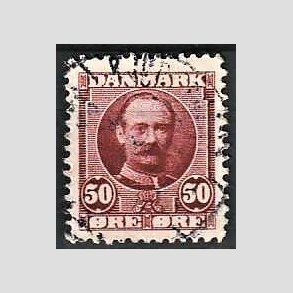 FRIM�RKER DANMARK | 1907 - AFA 58 - Frederik VIII 50 �re r�dlilla - Stemplet