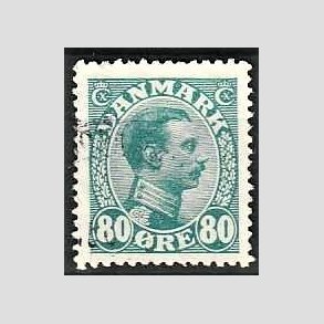 FRIMRKER DANMARK | 1915 - AFA 84 - Chr. X 80 re blgrn - Stemplet