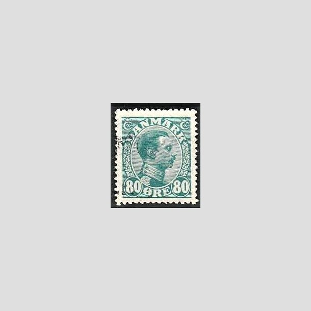 FRIMRKER DANMARK | 1915 - AFA 84 - Chr. X 80 re blgrn - Stemplet