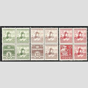 FRIMRKER DANMARK | 1937 - AFA 238,237,236 - Dybbl Fire Blokke i komplet st - Ubrugt