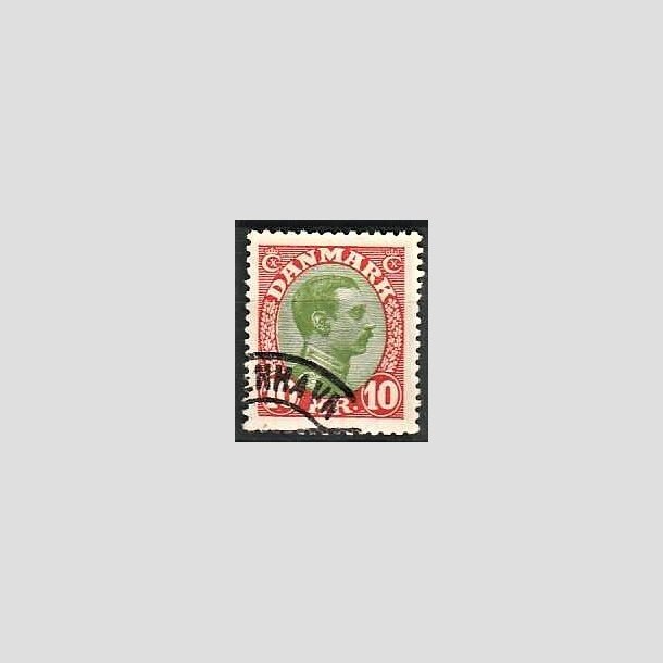 FRIMRKER DANMARK | 1927-28 - AFA 177 - Chr. X 10 Kr. rd/grn - Stemplet