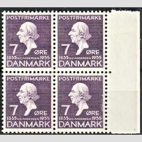 FRIMRKER DANMARK | 1935 - AFA 224 - H. C. Andersen 7 re lilla i 4-blok - Postfrisk