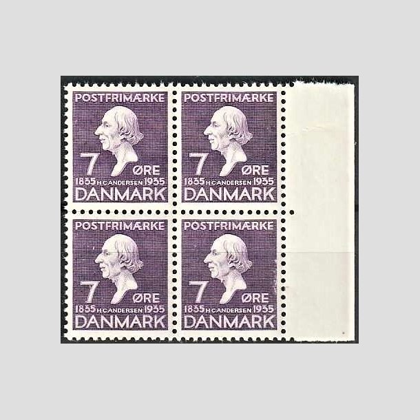 FRIMRKER DANMARK | 1935 - AFA 224 - H. C. Andersen 7 re lilla i 4-blok - Postfrisk