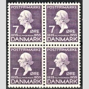 FRIMRKER DANMARK | 1935 - AFA 224 - H. C. Andersen 7 re lilla i 4-blok - Postfrisk