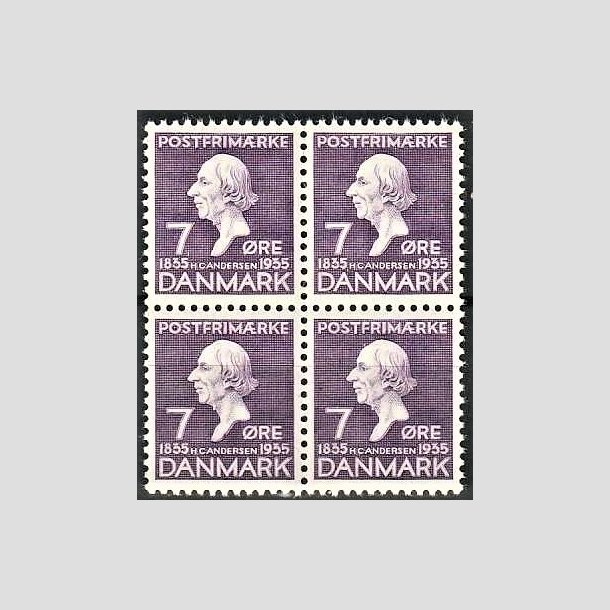 FRIMRKER DANMARK | 1935 - AFA 224 - H. C. Andersen 7 re lilla i 4-blok - Postfrisk