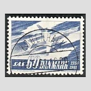 FRIM�RKER DANMARK | 1961 - AFA 391 - SAS 10 �rs jubil�um - 60 �re bl� - Lux Stemplet