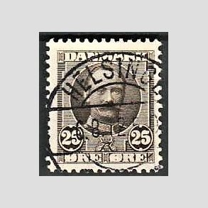 FRIM�RKER DANMARK | 1907 - AFA 57 - Frederik VIII 25 �re sepiabrun - Lux Stemplet HELSINGE