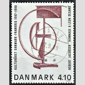 FRIMRKER DANMARK | 1988 - AFA 918 - Dansk-fransk kulturr - 4,10 Kr. brunrd/sort - Pragt Stemplet Hasle