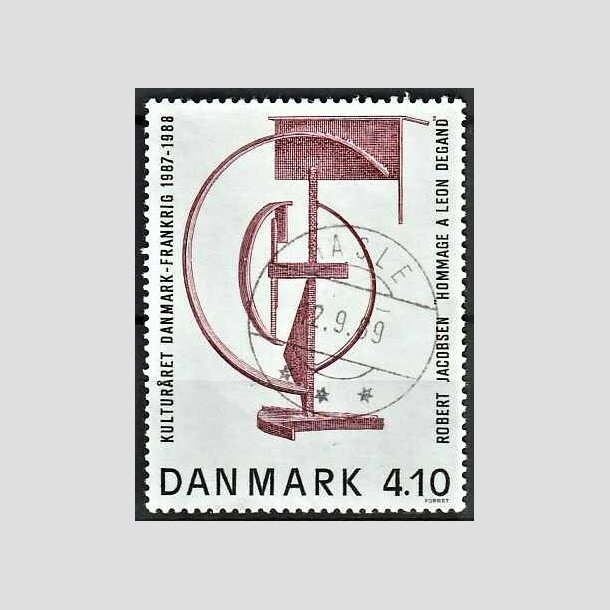 FRIMRKER DANMARK | 1988 - AFA 918 - Dansk-fransk kulturr - 4,10 Kr. brunrd/sort - Pragt Stemplet Hasle