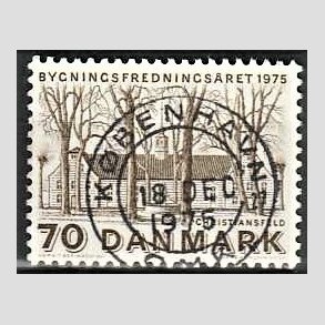 FRIM�RKER DANMARK | 1975 - AFA 591 - Bygningsfredning - 70 �re brun - Pragt Stemplet K�benhavn