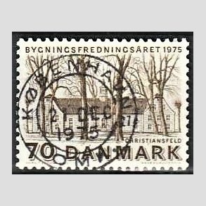 FRIM�RKER DANMARK | 1975 - AFA 591 - Bygningsfredning - 70 �re brun - Pragt Stemplet K�benhavn