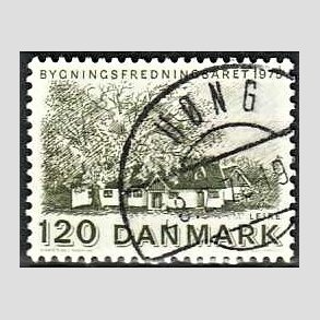 FRIM�RKER DANMARK | 1975 - AFA 592 - Bygningsfredning - 120 �re gr�n - Pragt Stemplet H�ng