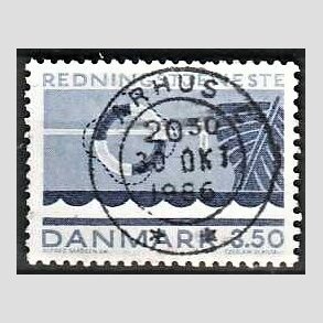 FRIM�RKER DANMARK | 1983 - AFA 784 - Redningstjenester - 3,50 Kr. bl� - Pragt Stemplet �rhus C