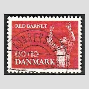 FRIMRKER DANMARK | 1970 - AFA 495 - Red Barnet 25 r - 60 + 10 re rd - Lux Stemplet Kongerslev