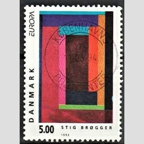 FRIM�RKER DANMARK | 1993 - AFA 1042 - Nutidskunst - 5,00 Kr. flerfarvet - Pragt Stemplet