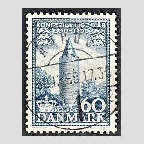 FRIM�RKER DANMARK | 1953-56 - AFA 350 - Kongeriget 1000 �r - 60 �re bl� - Pragt Stemplet �rhus