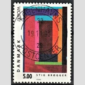 FRIM�RKER DANMARK | 1993 - AFA 1042 - Nutidskunst - 5,00 Kr. flerfarvet - Pragt Stemplet