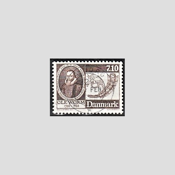 FRIMRKER DANMARK | 1988 - AFA 905 - Naturforskeren Ole Worm  - 7,10 Kr. brun - Lux Stemplet lborg