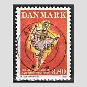 FRIM�RKER DANMARK | 1986 - AFA 873 - Balletten Amors luner - 3,80 Kr. flerfarvet - Pragt Stemplet �rhus C