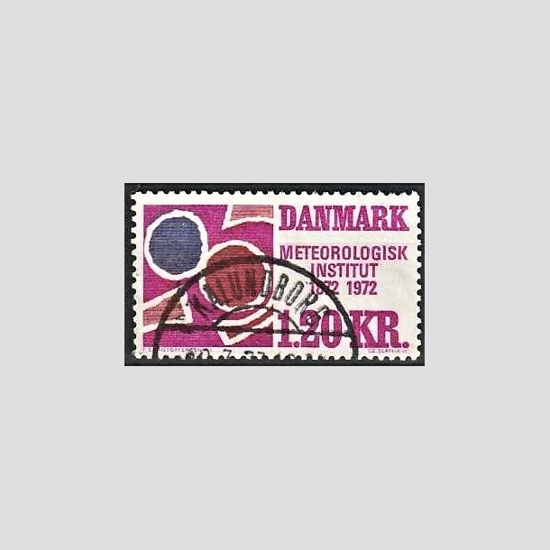 FRIMRKER DANMARK | 1972 - AFA 523 - Meterologisk Institut 100 r - 1,20 Kr. rdviolet/rdbrun/bl - Lux Stemplet Kalundborg